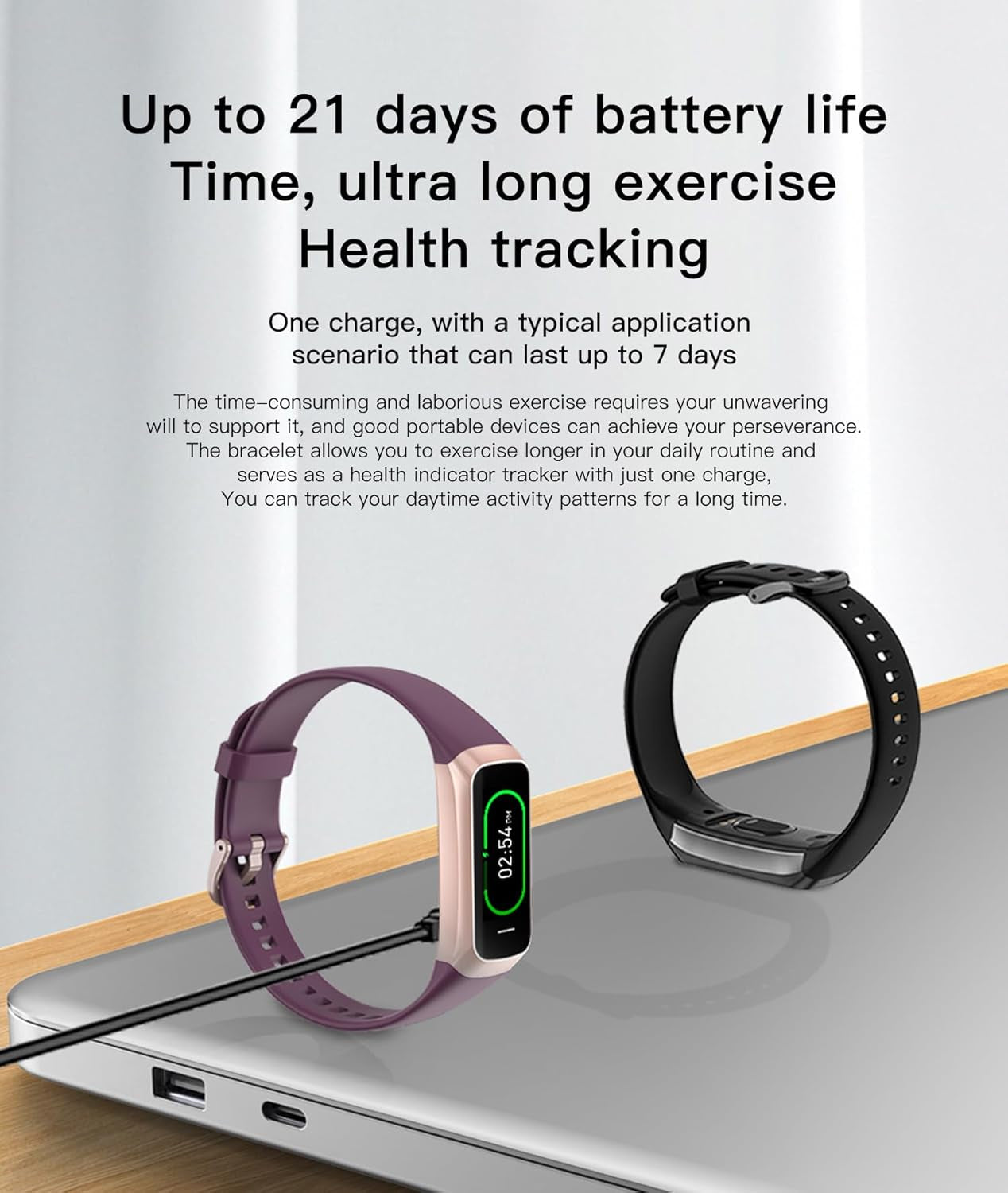 Health and Fitness Tracker for Men and Women, AMOLED Display, Compatible with Android and iOS, Includes Alarm, Stopwatch, Blood Pressure Monitor, Calorie Counter, IP68 Waterproof, Step Tracking功能