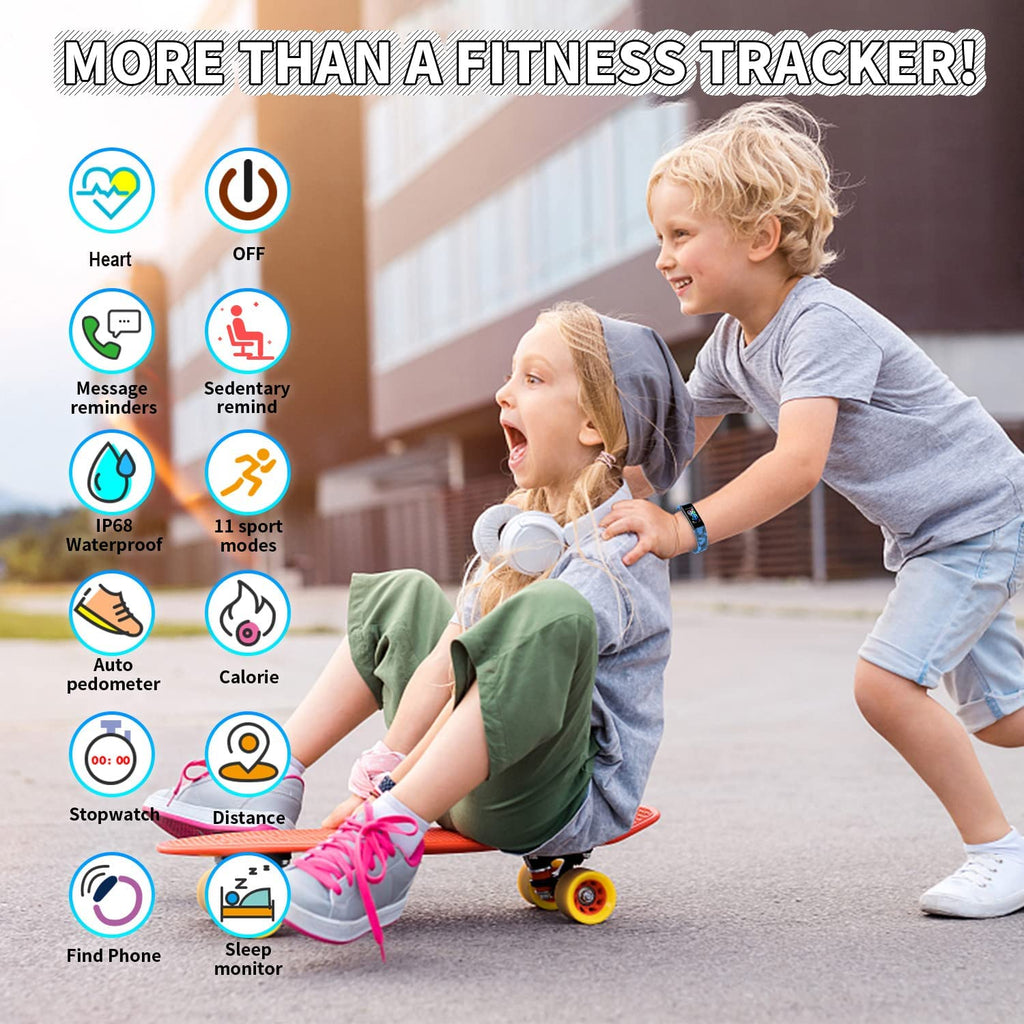 Children's Fitness Tracker Watch, Activity Monitoring Smartwatch with Pedometer, Stopwatch, IP68 Waterproof Design, 11 Sports Modes for Ages 6-16