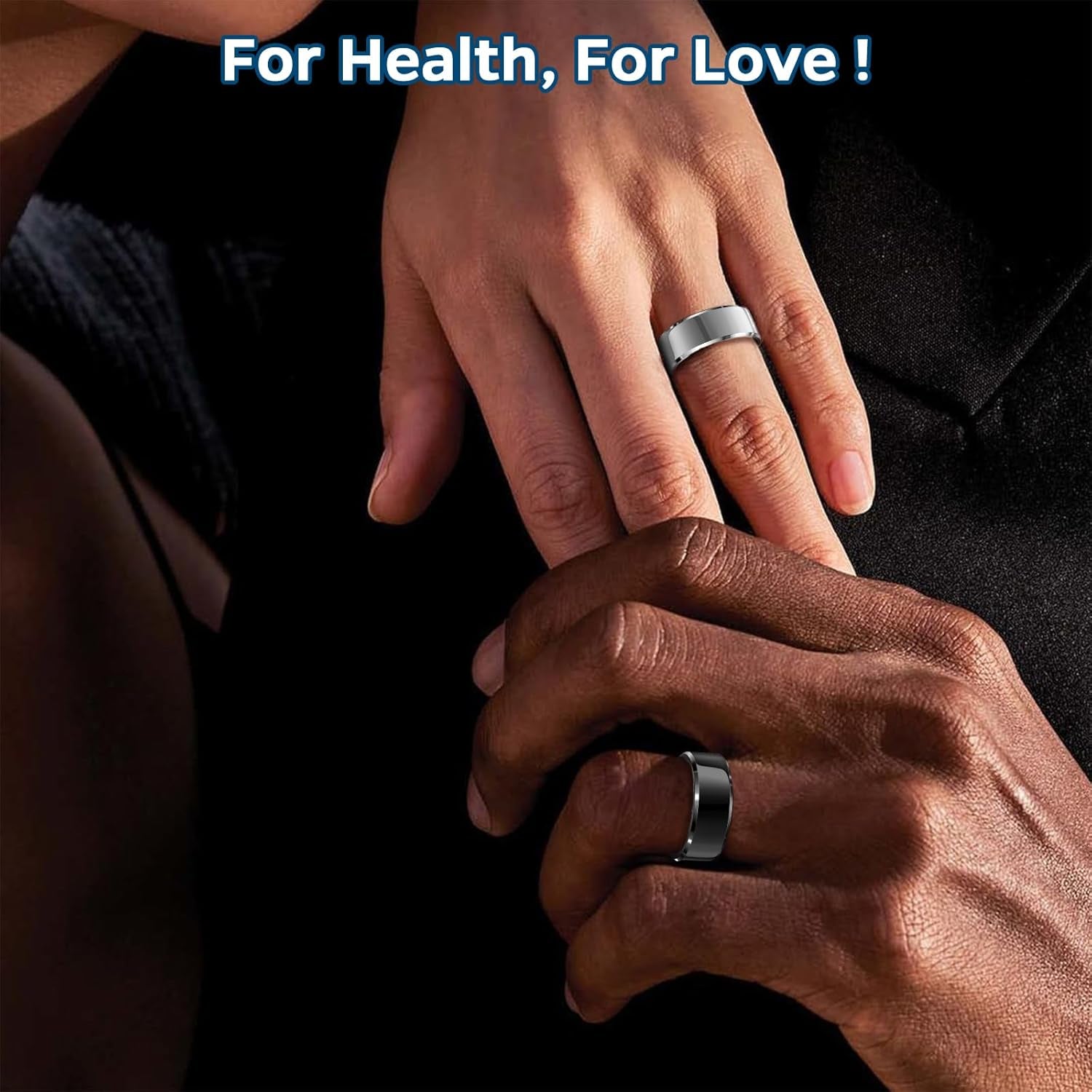 Smart Health Tracking Ring with Sleep Monitoring, Heart Rate Sensor, Waterproof Design, Activity Tracking, Air Gesture Control, Up to 7-Day Battery Life, Compatible with iOS and Android (Black, Size #10)