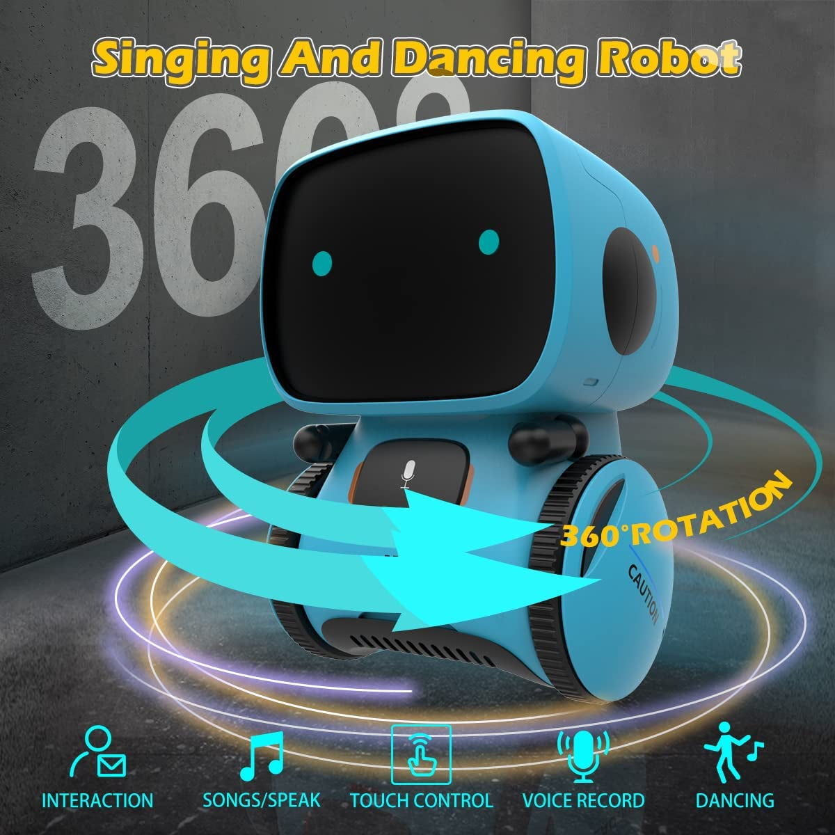 Interactive Smart Robot Toy for Children Ages 3-8 with Touch Sensor, Voice Control, Speech Recognition, Singing, Dancing, and Recording Features
