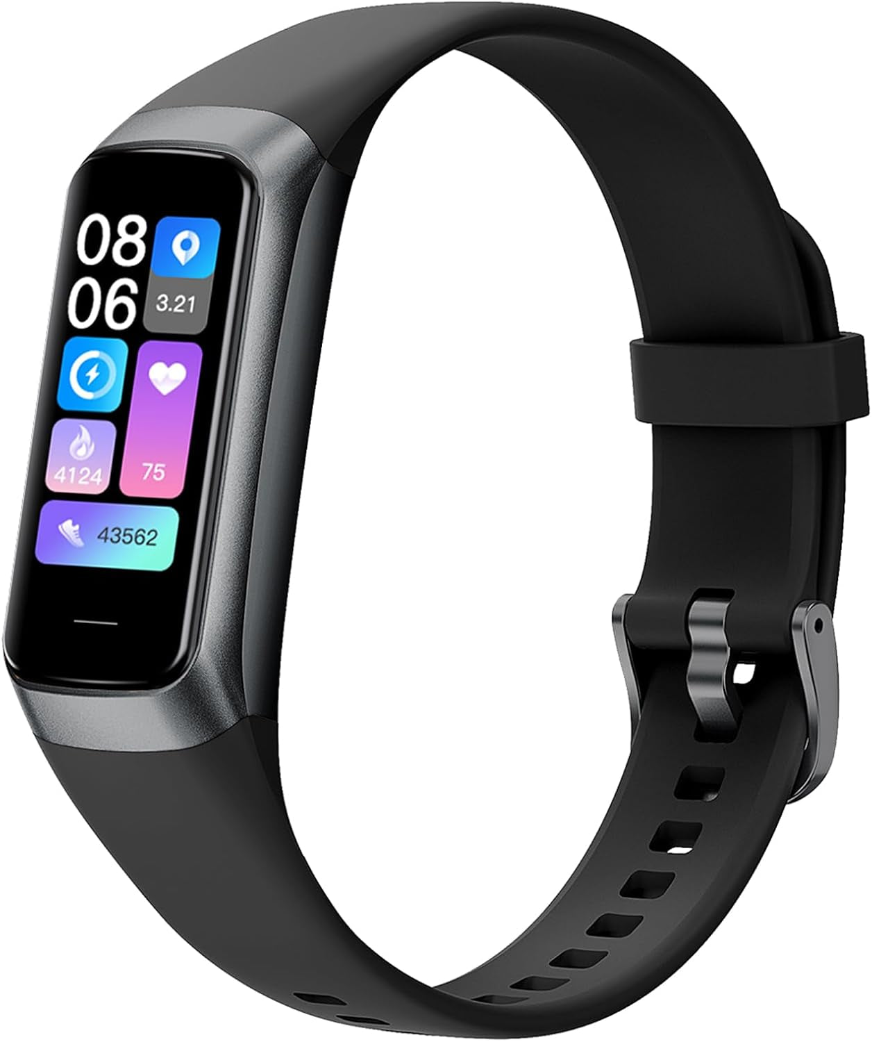 Health and Fitness Tracker for Men and Women, AMOLED Display, Compatible with Android and iOS, Includes Alarm, Stopwatch, Blood Pressure Monitor, Calorie Counter, IP68 Waterproof, Step Tracking功能
