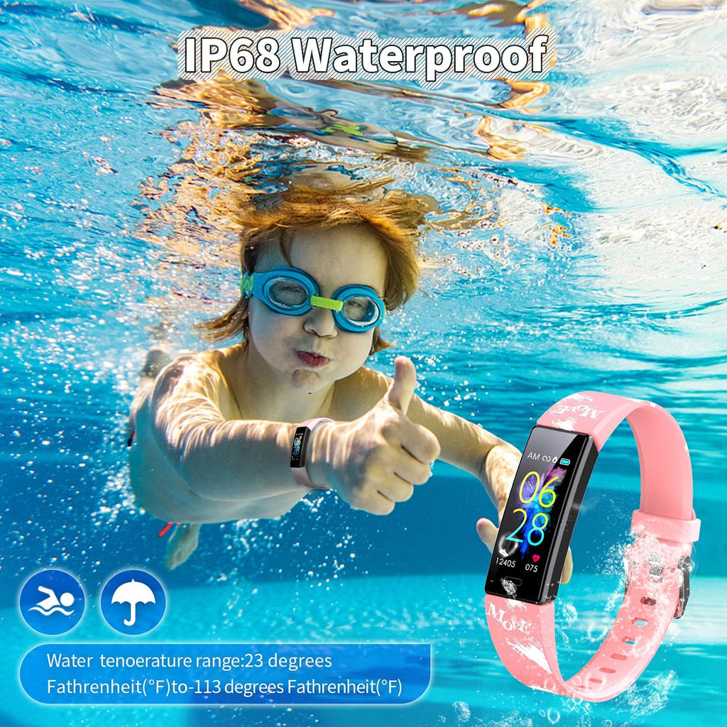Children's Fitness Tracker Watch, Activity Monitoring Smartwatch with Pedometer, Stopwatch, IP68 Waterproof Design, 11 Sports Modes for Ages 6-16