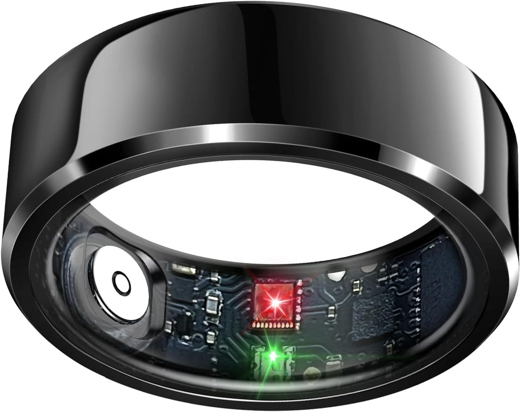 Smart Health Tracking Ring with Sleep Monitoring, Heart Rate Sensor, Waterproof Design, Activity Tracking, Air Gesture Control, Up to 7-Day Battery Life, Compatible with iOS and Android (Black, Size #10)
