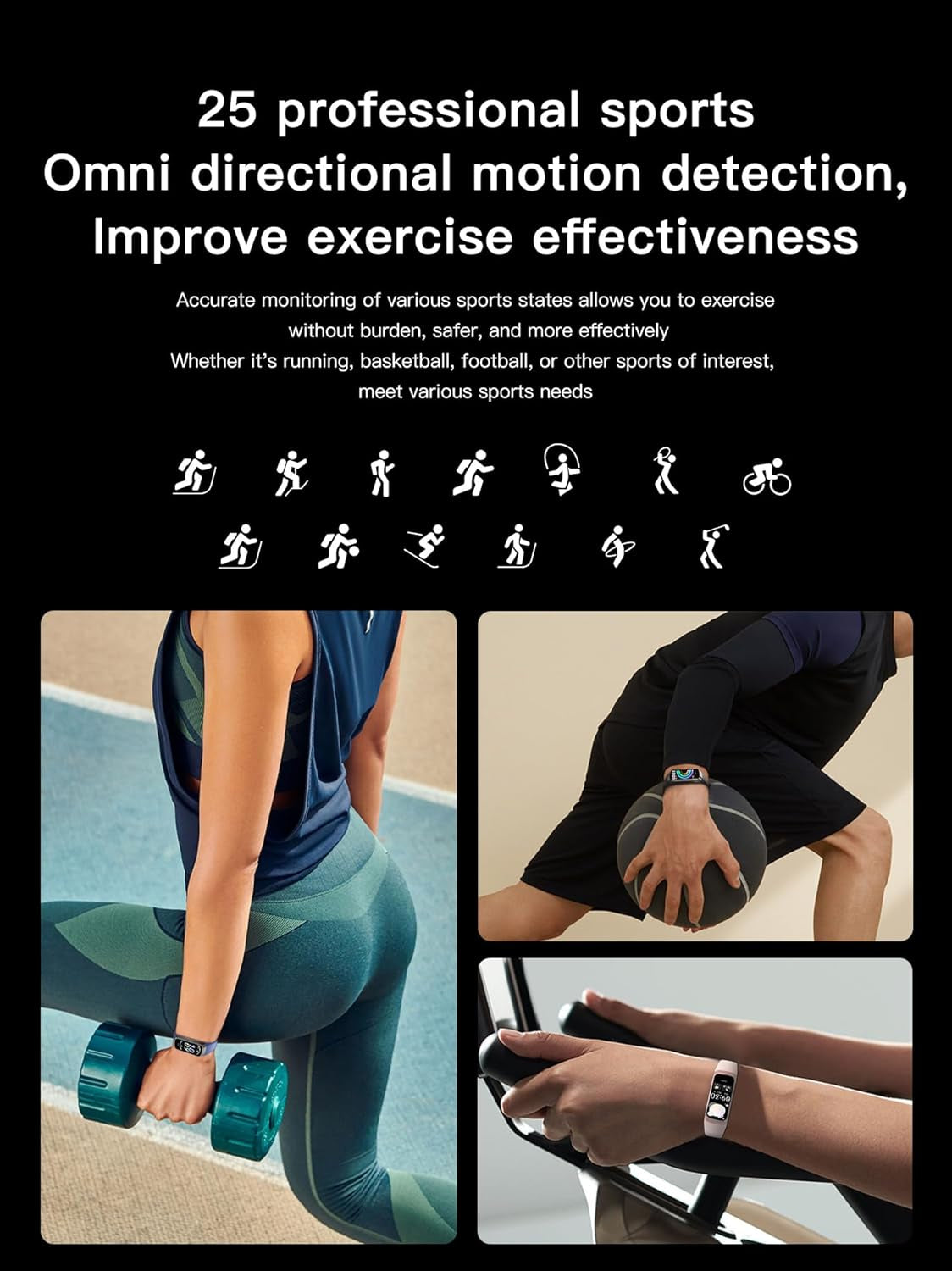 Health and Fitness Tracker for Men and Women, AMOLED Display, Compatible with Android and iOS, Includes Alarm, Stopwatch, Blood Pressure Monitor, Calorie Counter, IP68 Waterproof, Step Tracking功能
